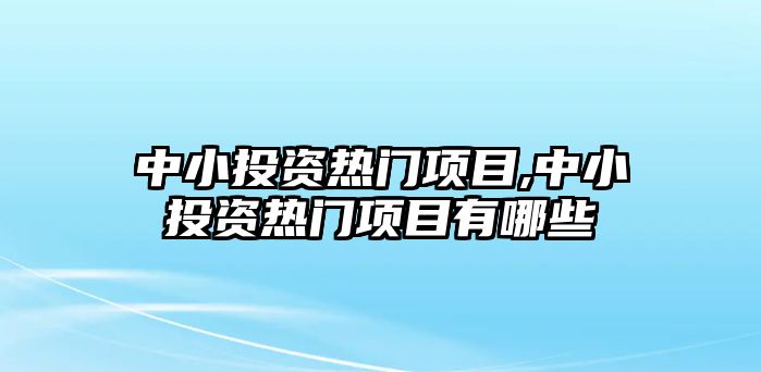 中小投資熱門項目,中小投資熱門項目有哪些